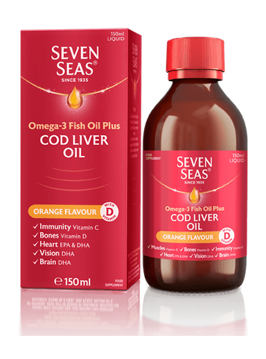 SEVEN SEAS OMEGA-3 FISH OIL COD LIVER OIL ORANGE FLAVOUR 150ML