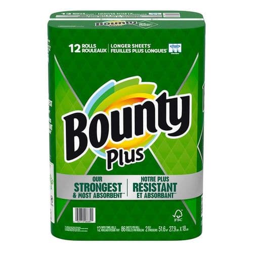 BOUNTY PLUS PAPER TOWEL-12 ROLLS X 86 SHEETS