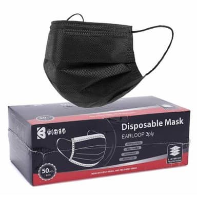 BLACK DISPOSABLE FACE MASK X50(EACH)