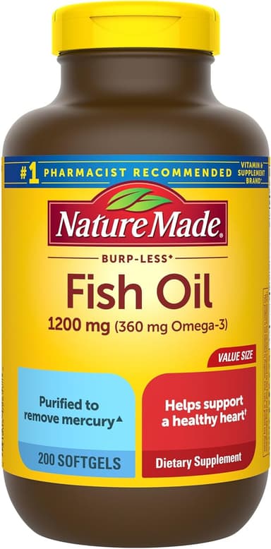 NATURE MADE BURP-LESS FISH OIL 1200MG X 200 SOFTGELS