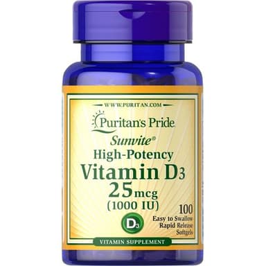 PURITANS PRIDE VIT D3 25MCG 1000IU *100
