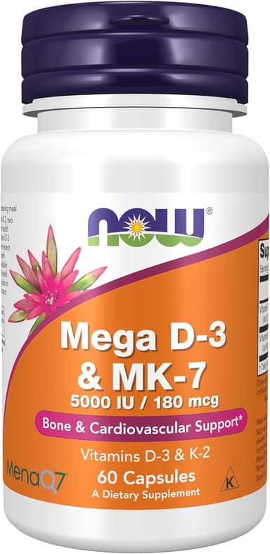 NOW FOODS MEGA D-3 & MK-7 5000IU/180MCG by 60