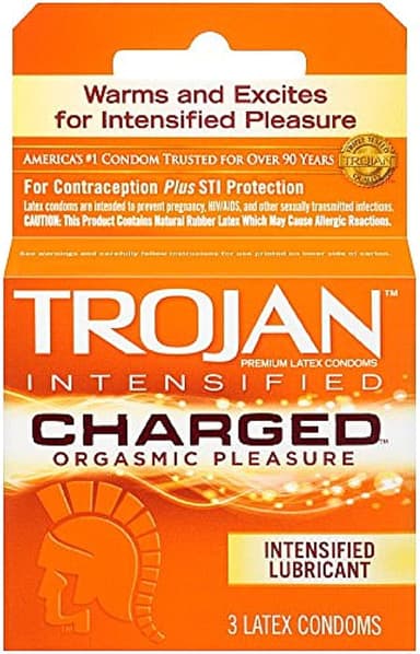 TROJAN CHARGED INTENSIFIED ORGASMIC PLEASURED 3 LATEX CONDOMS