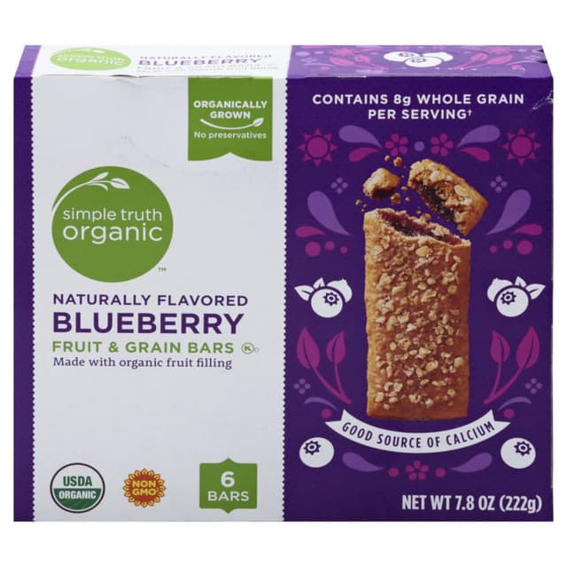 SIMPLE TRUTH BLUEBERRY FRUIT AND GRAIN BARS 222G