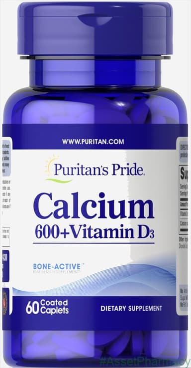 PURITAN'S CALCIUM 600+ VITAMIN D3 X 60TABS