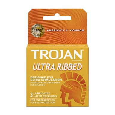 TROJAN STIMULATIONS ULTRA RIBBED X 3 LATEX CONDOM