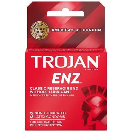 TROJAN ENZ NON LUBRICATED CONDOM RED
