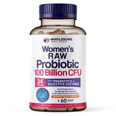 WHOLSOME WELLNESS WOMENS RAW PROBIOTICS 100BILLION