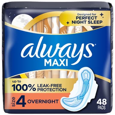 ALWAYS MAXI OVERNIGHT PAD WITH WINGS SIZE 4 X 48 COUNTS
