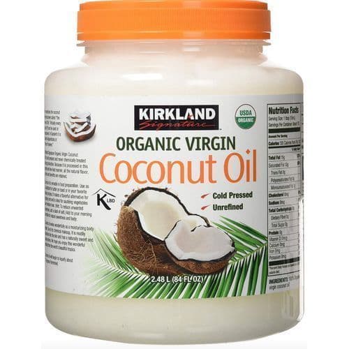 KIRKLAND ORGANIC VIRGIN COCONUT OIL.