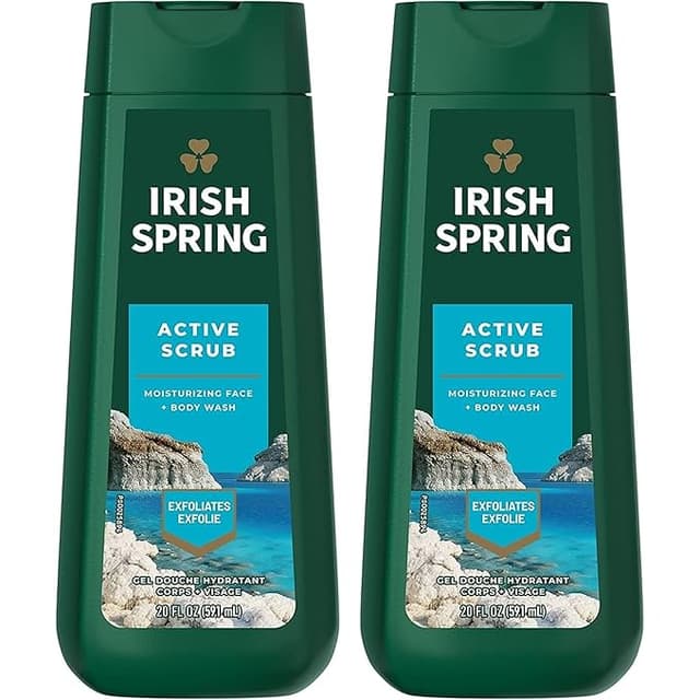 IRISH SPRING BODY WASH ACTIVE SCRUB MOISTURIZING FACE GEL 591ML