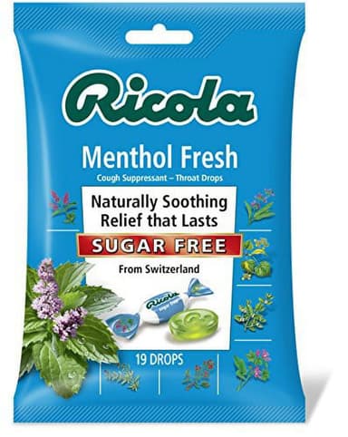 RICOLA MENTHOL FRESH - SUGAR FREE X 19 DROPS