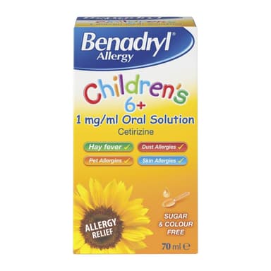 BENADRYL ALLERGY CHILDREN'S (6+) 1MG/ML X 70ML