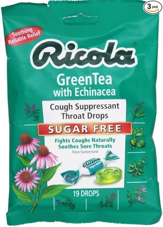 RICOLA SUGAR GREEN TEA WITH ECHINACEA X 19 DROPS