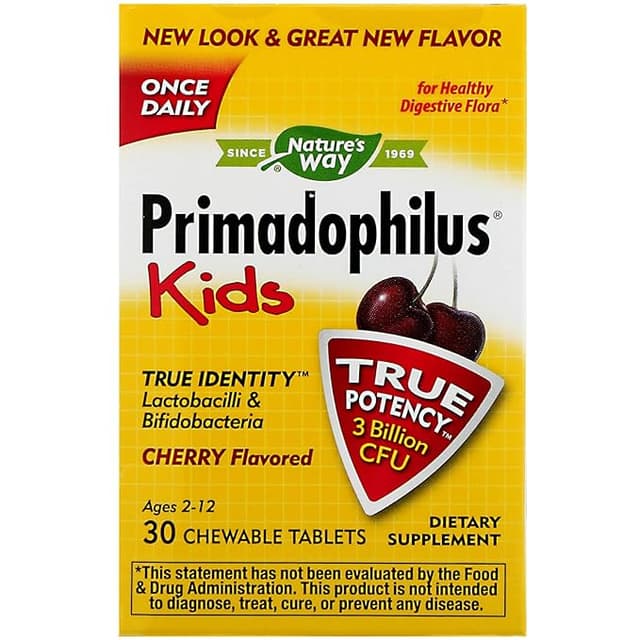 NATURE'S WAY PRIMDOPHILUS KIDS CHERRY FLAVOURED X 30 CHEWABLE TABS