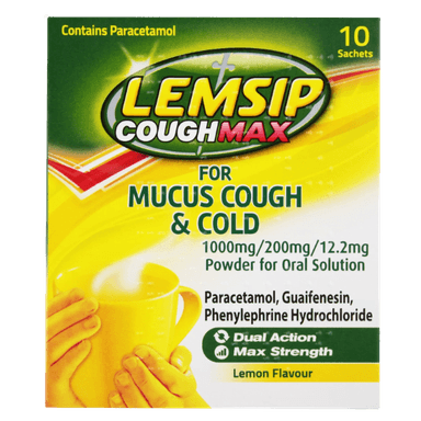 LEMSIP COUGH MAX FOR MUCUS COUGH & COLD X 10 SACHETS