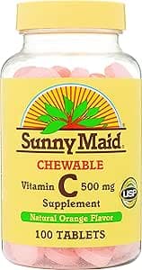 SUNNY MAID CHEWABLE VITAMIN C 500MG ORANGE FLAVOUR X 100 TABS