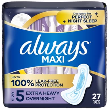 ALWAYS MAXI UNSCENTED OVERNIGHT ABSORBENCY X 27 PADS