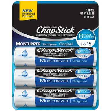 CHAP STICK MOISTURIZER LIP BALM SPF15 SKIN PROTECTANT
