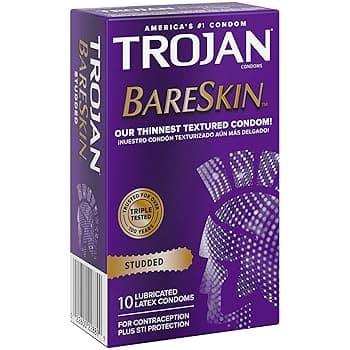 TROJAN STUDDED BARESKIN CONDOM X 10 PCS