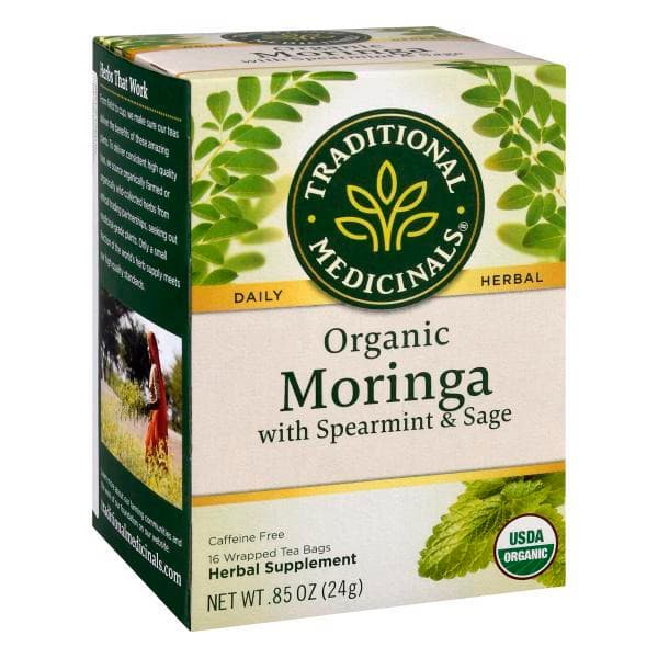 TRADITIONAL MEDICINAL MORINGA SPEARMINT & SAGE -16 TEA BAGS