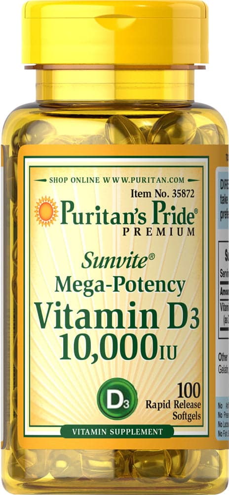 PURITANS PRIDE VIT D3(10,000IU) 250MCG X 100 SOFTGELS