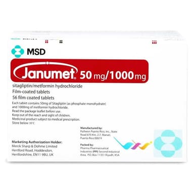 Janumet 50/1000mg 56 tablets pack