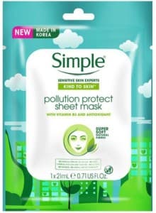 SIMPLE KIND TO SKIN POLLUTION PROTECT SHEET MASK