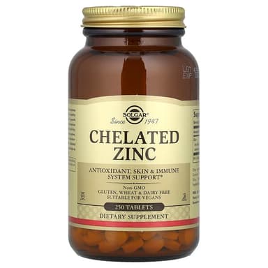SOLGAR CHELATED ZINC 22MG X 250 TABLETS