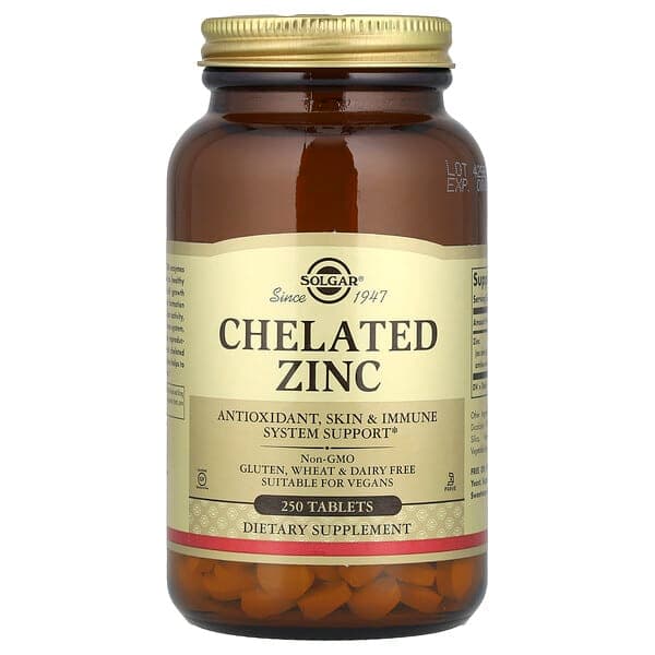 SOLGAR CHELATED ZINC 22MG X 250 TABLETS