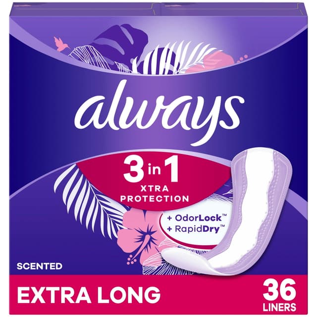 ALWAYS XTRA PROTECTION 3 IN 1 DAILY PANTY LINERS X 36 PCS