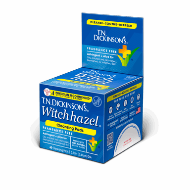 T.N DICKINSONS WITCH HAZEL FRAGRANCE FREE CLEANSING PADS X 60 PADS