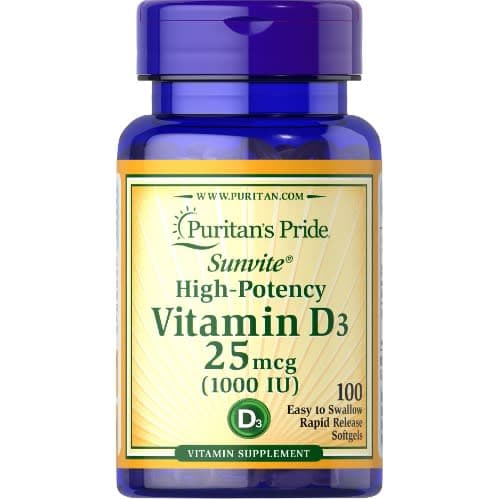 Puritan's Pride Vitamin D3 25mcg 100 softgels
