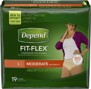 DEPEND FIT-FLEX FOR WOMEN LARGE X 19 COUNTS