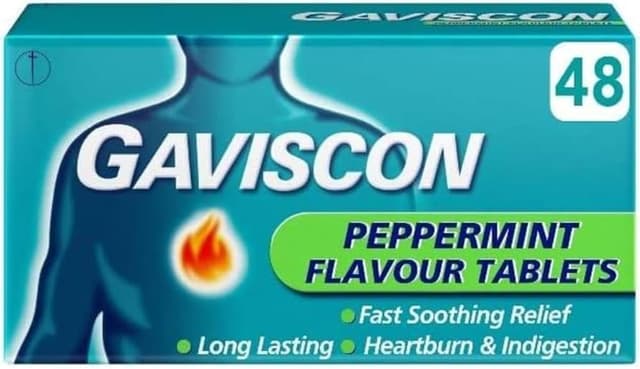 GAVISCON PEPPERMINT HEARTBURN & INDIGESTION RELIEF X 48 TABS