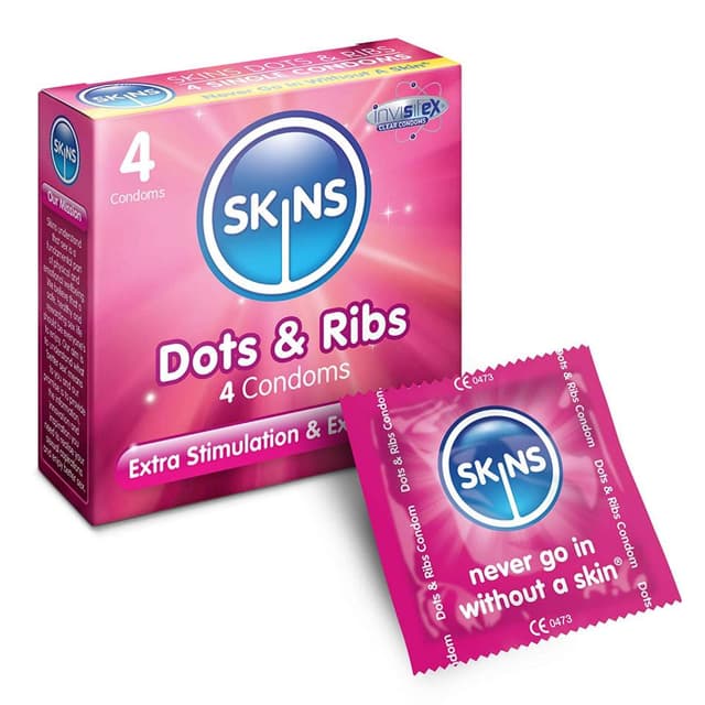 SKINS DOTS AND RIBS CONDOM X 4 PACKS