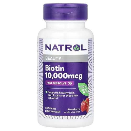 NATROL BIOTIN STRAWBERY 10000MCG X 60 TABS