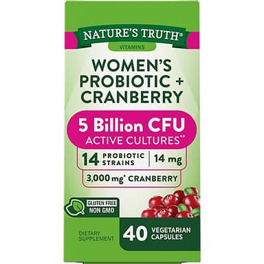 Nature's truth Women's daily probiotic + cranberry 5 billion CFU 40 Veg capsules