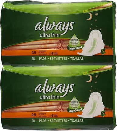 ALWAYS ULTRA THIN MAXI OVERNIGHT PADS WITH FLEX-WINGS X 28 PADS