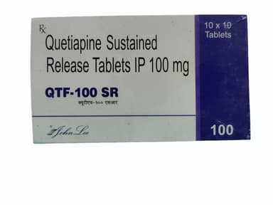QTF-100 SR Quetiapine sustained release tablets IP 100mg pack