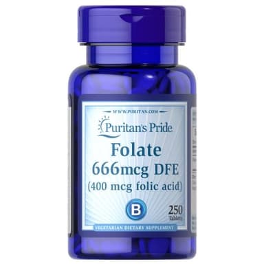 Puritan's Pride Folate 666mcg DFE (400mcg folic acid) 250 tablets