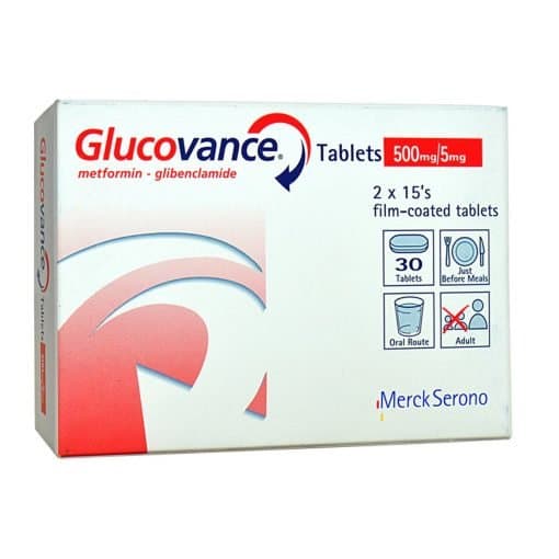 GLUCOVANCE 500MG/5MG X 30 TABS