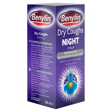 BENYLIN DRY COUGHS NIGHT SYRUP 150ML
