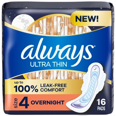 ALWAYS ULTRA THIN OVERNIGHT PAD WITH FLEXI WINGS X 16 PCS