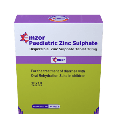 EMZOR PAEDIATRIC ZINC SULPHATE 20MG X 100 TABS