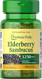 PURITANS PRIDE ELDERBERRY SAMBUCUS 1250MG X 60 SOFTGELS