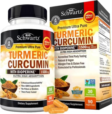 BIO SCHWARTZ TURMERIC CURCUMIN WITH BIOPERIN BY 90