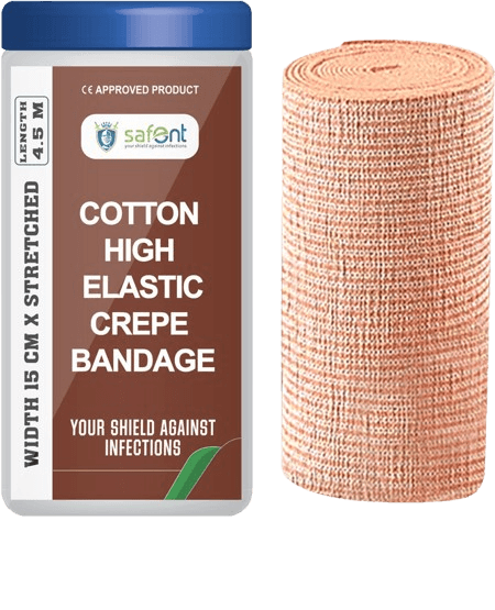 SAFENT COTTON HIGH CREPE BANDAGE 15CM X 4.5M