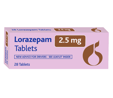 Genus Pharmaceuticals Lorazepam 2.5mg 28 tablets pack