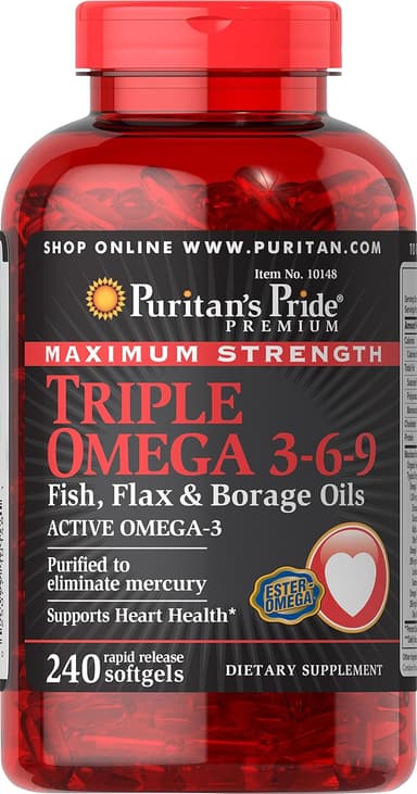 PURITAIN'S PRIDE TRIPLE OMEGA 3-6-9 X 240 SOFTGELS TABS